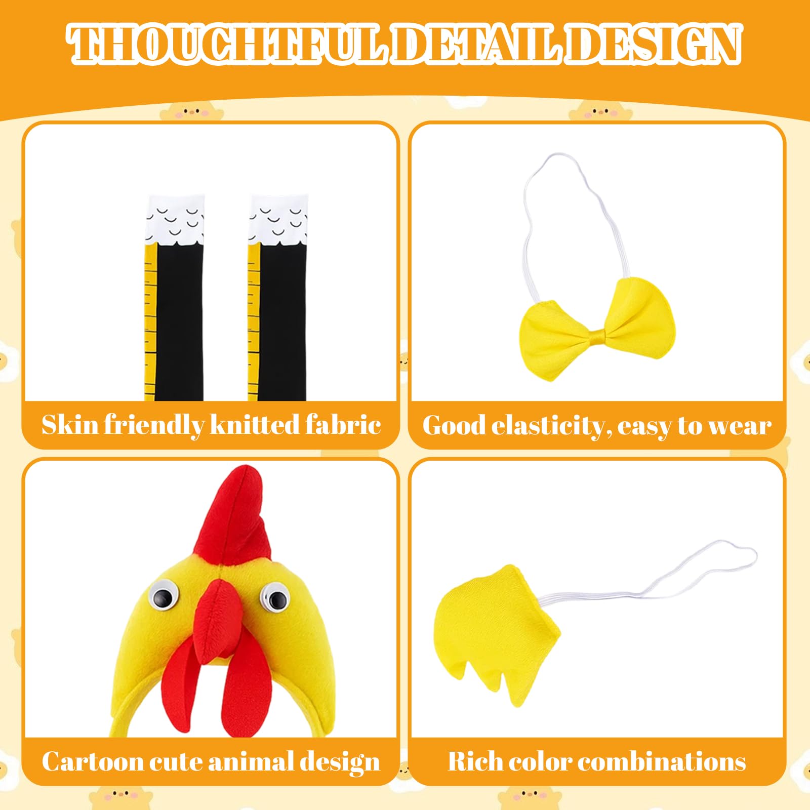 WNXBFO 5 Pcs Set Chicken Costume, Adult Fancy Dress, Chicken Hat - Image 4
