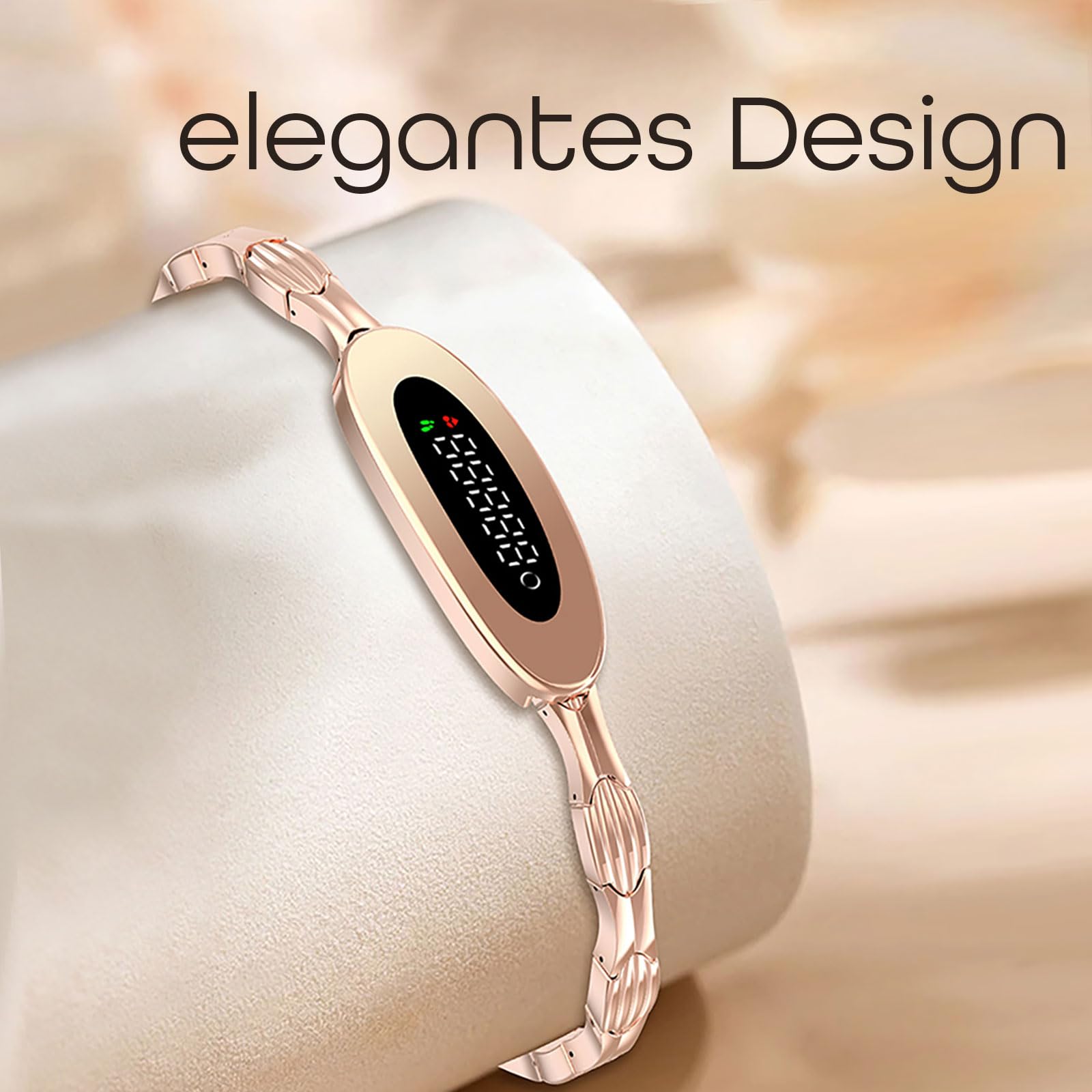 Findtime Schmal Damen Aktivitätstracker Fitness Tracker Smart Bracelet IP68 Wasserdicht Herzfrequenz Gold