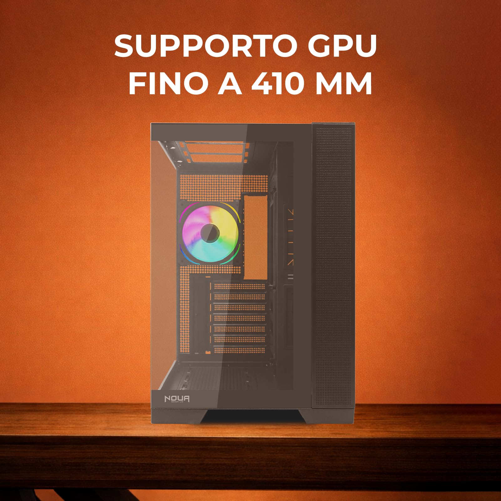Noua Vision ZK900 | Obudowa PC do gier ATX Mid Tower | Wentylator PWM ARGB | Obudowa z dwoma komorami | Obsługa chłodzenia cieczą 360 mm | Kompatybilny z Back-Connect MB, czarny