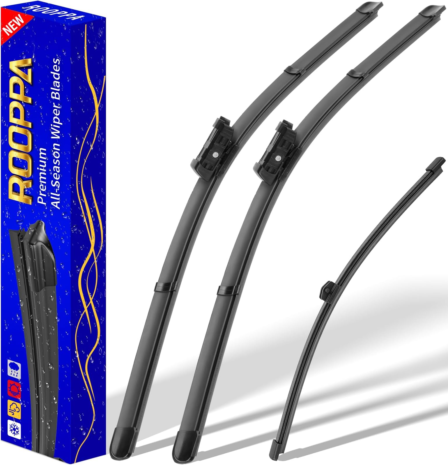 3 wipers Replacement for 2009-2017 Audi Q5/2014-2017 Audi SQ5/2019 2021 Q3, Windshield Wiper Blades Original Equipment Replacement - 24"/20"/13" (Set of 3) Top Lock