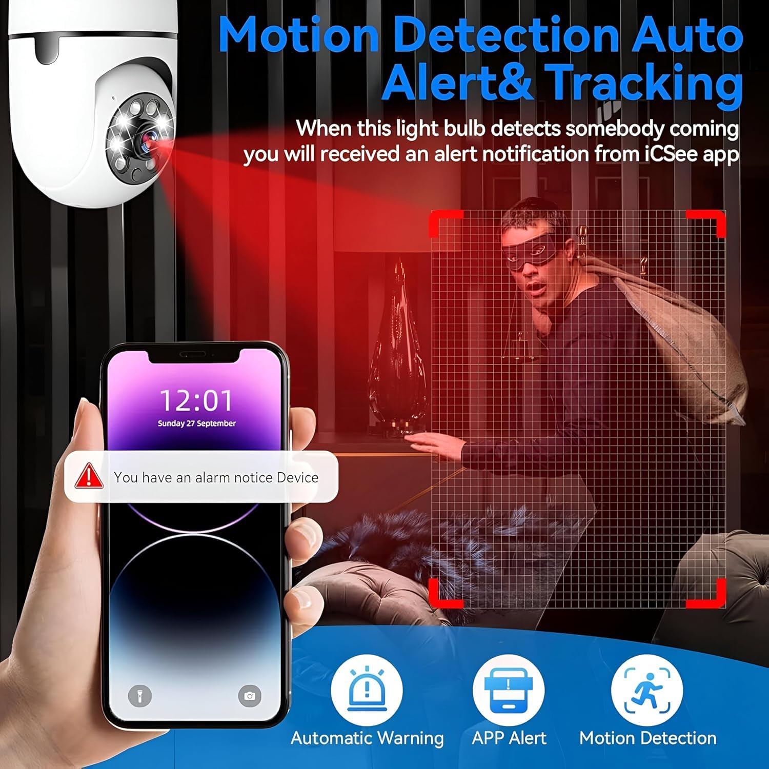 Lampostick Wi-Fi Security Camera | 360° Panoramic Smart Camera Full HD 1080p | Night Vision, Motion Detection, 2-Way Audio, App Remote View | Indoor Baby Pet Monitor with Cloud & SD Storage 3