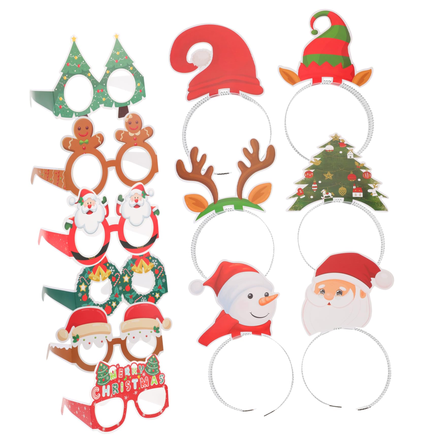 BRIGHTFUFU Christmas Glasses Headband Set Xmas Party Accessories Photo Booth Props
