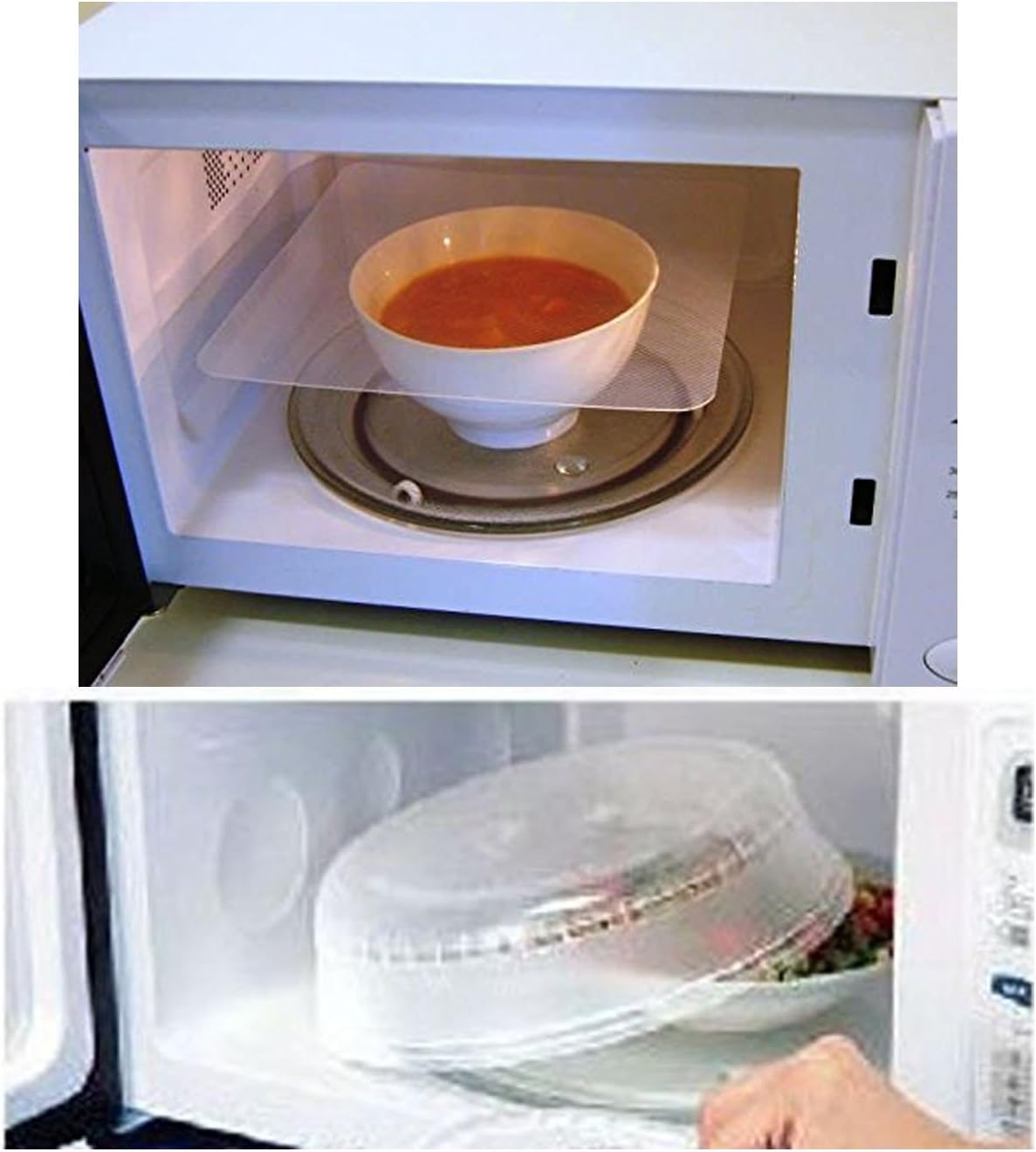 The Nekid Cow Microwave Cover Set [Bundle Pack, 3 pieces] - One REUSABLE Microwave Large Dome Vented Splatter Plate Cover AND Two REUSABLE Flat Vented Splatter Food Protection While Using Steam For Perfect Results & Speedy Cooking