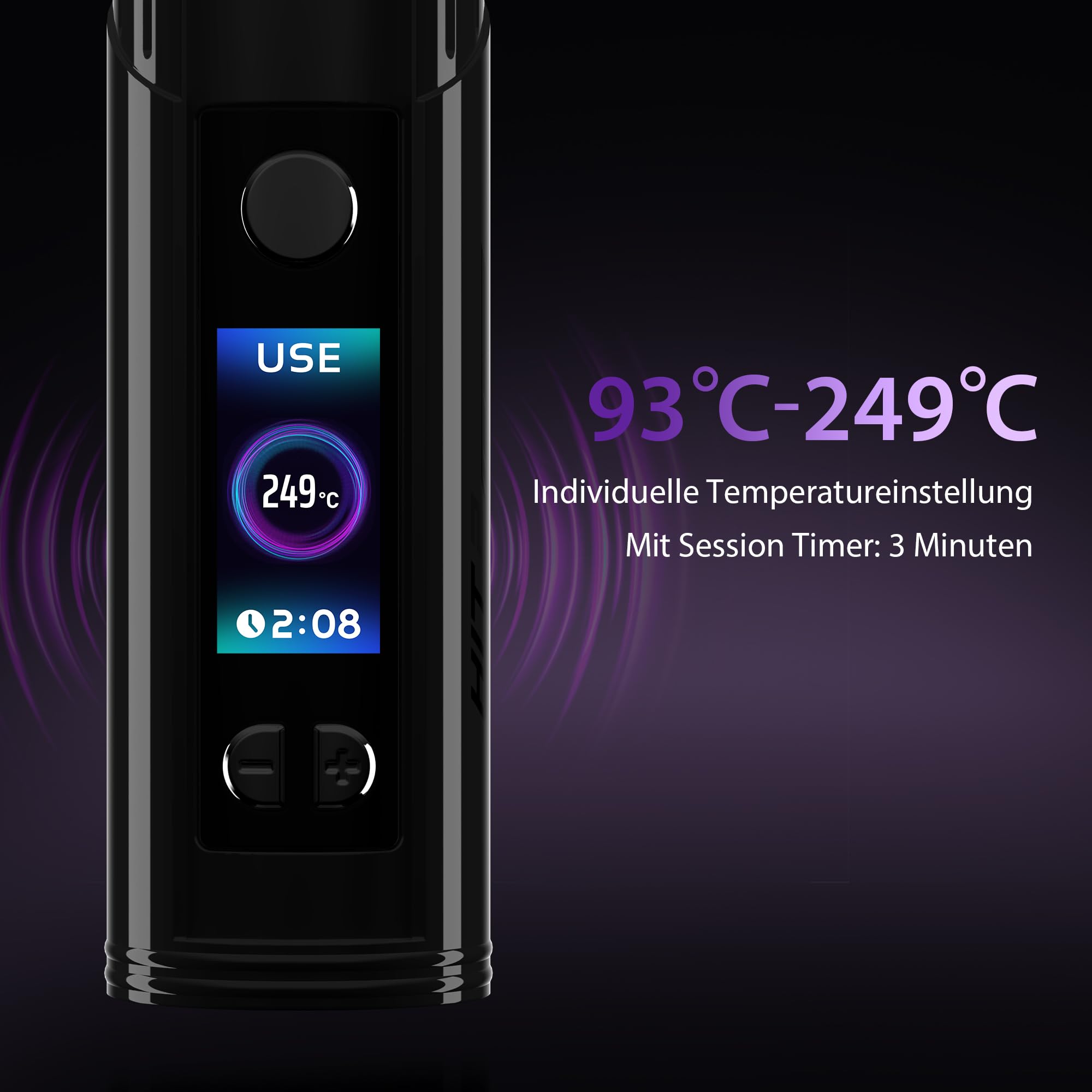 Vaporizer Kräuter | Duales Heizsystem | Haptischen Feedbacks | Präziser Temperatureinstellung | Keramik Kammer | LCD Farb Display | Timer