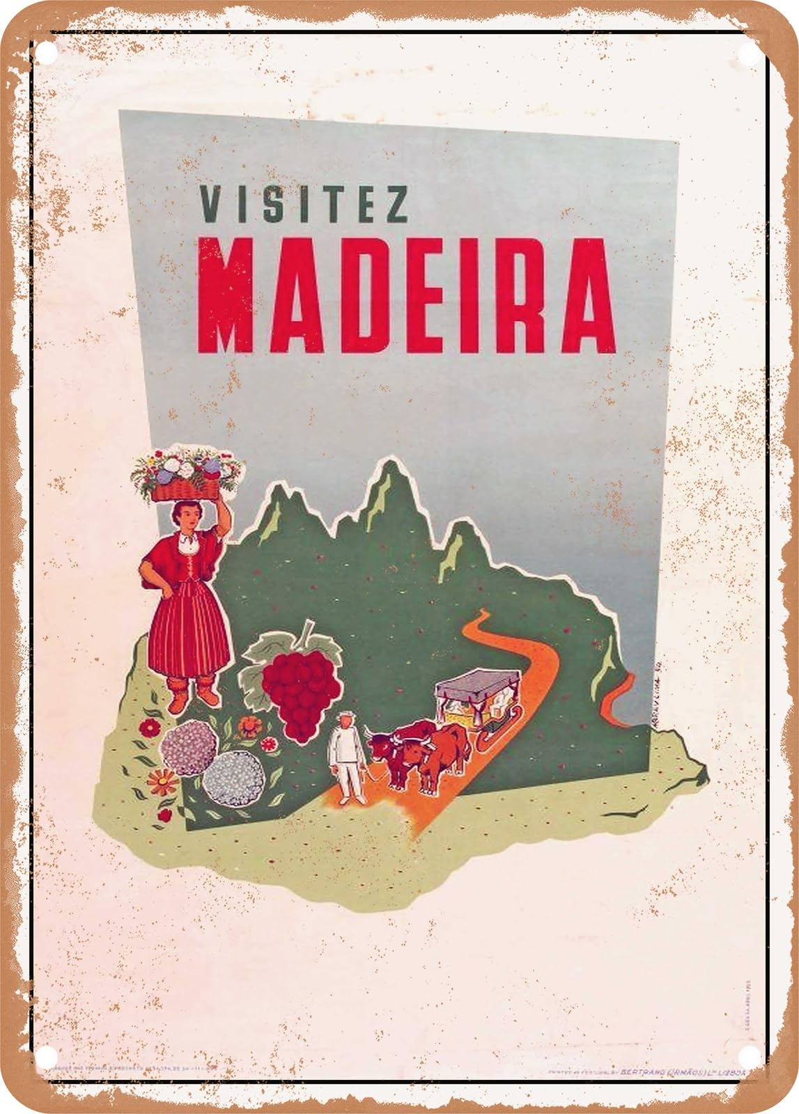 Miaomansenstore Metal Sign - 1955 Visit Madeira Vintage Ad Home Decor