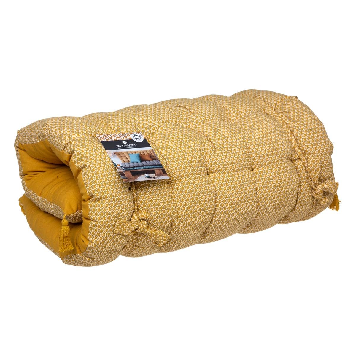 Atmosphera ATM-178566R Bodenmatratze mit Quasten, 60 x 120 cm, Baumwolle, Ockerfarben