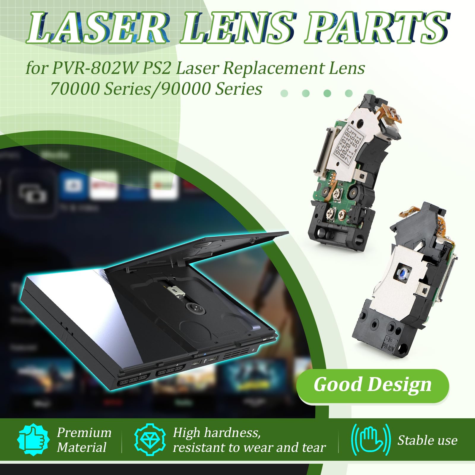 RongZy PVR-802W Laser Lens for PS2 Slim 7W 9W Lente Laser di Ricambio per PS2 Slim Lente Laser Console Ricambio Sostitutiva con Strumenti di Riparazione