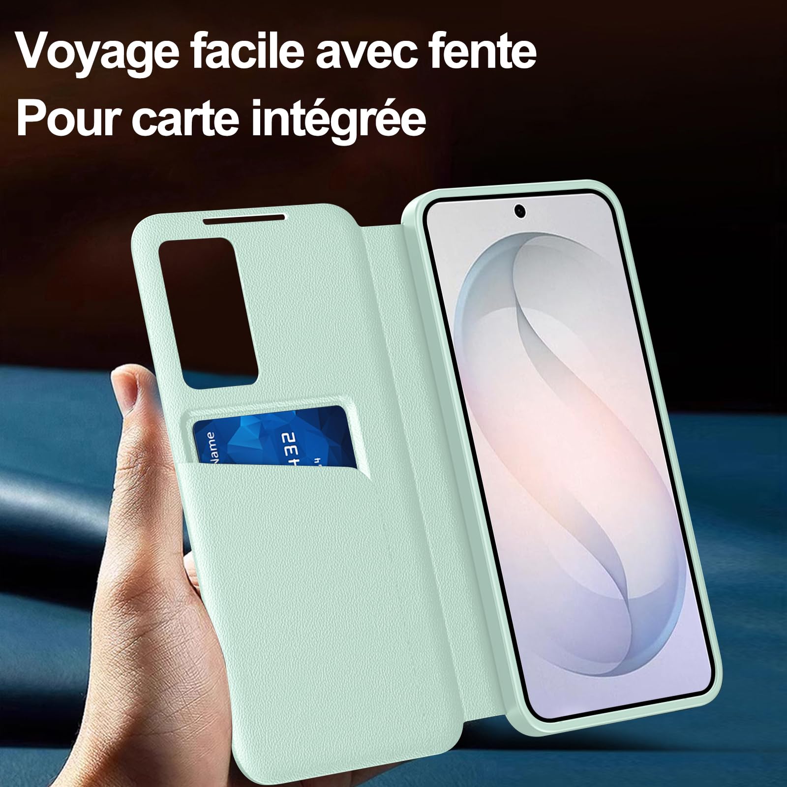 Cover per Samsung Galaxy S25 Smart View con Finestra Intelligente, Custodia a portafoglio effetto pelle con porta carte, supporto pieghevole e protezione antiurto integrale, custodia per Galaxy S25
