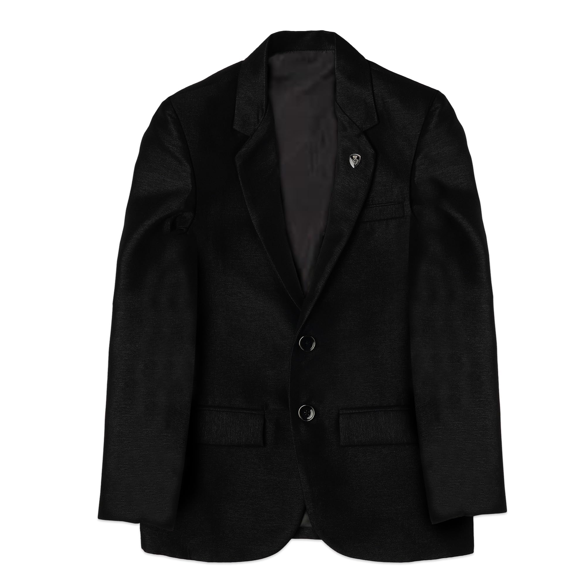 CAVIO Boys Regular Fit Solid Cotton Single Breasted Blazer and T-Shirt Black 3