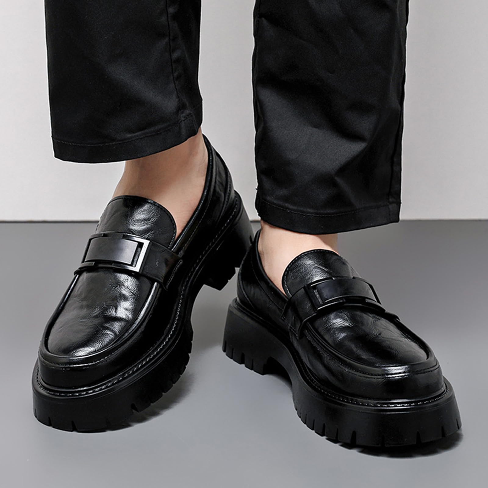 Mocassini da Uomo con Plateau Scarpe Eleganti in Pelle