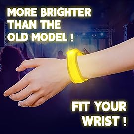 KIRALUMI 8 PCS LED Glow Bracelets, Light Up Wristbands - Halloween Glow in The Dark Party Bracelets Favors Supplies for Christmas, Concerts, Festivals, Game Prizes, Sports, Rave AccessoriesYellow