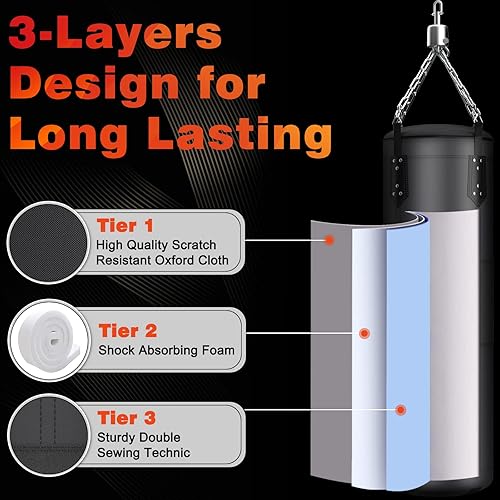 Miniatura 2 de Saco de boxeo de 4 pies para adultosniños, saco de boxeo pesado sin relleno, juego de bolsa de boxeo con guantes de boxeo, envolturas, cadena,