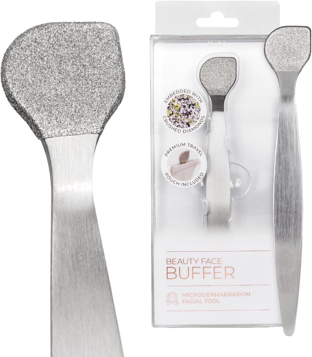 Lindo Beauty Buffer - Microdermabrasion Tool, Diamond Infused, Embedded Silicone Lip Scrubber, for Smooth Skin, Radiant Complexion, Travel Pouch Included (Beauty Buffer)