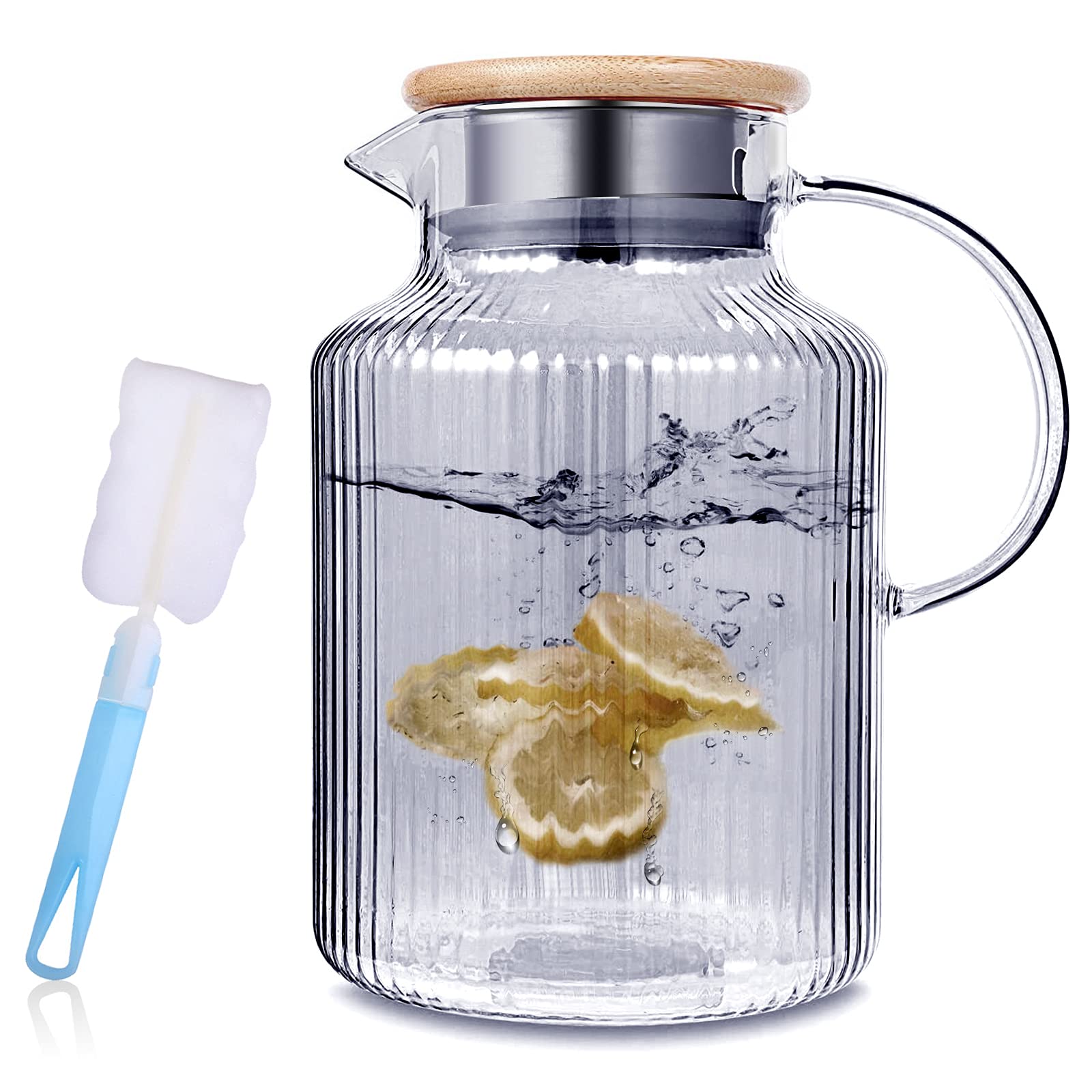 Buy Shopwithgreen Glass Pitcher with Lid and Spout 61oz/1800ml Glass