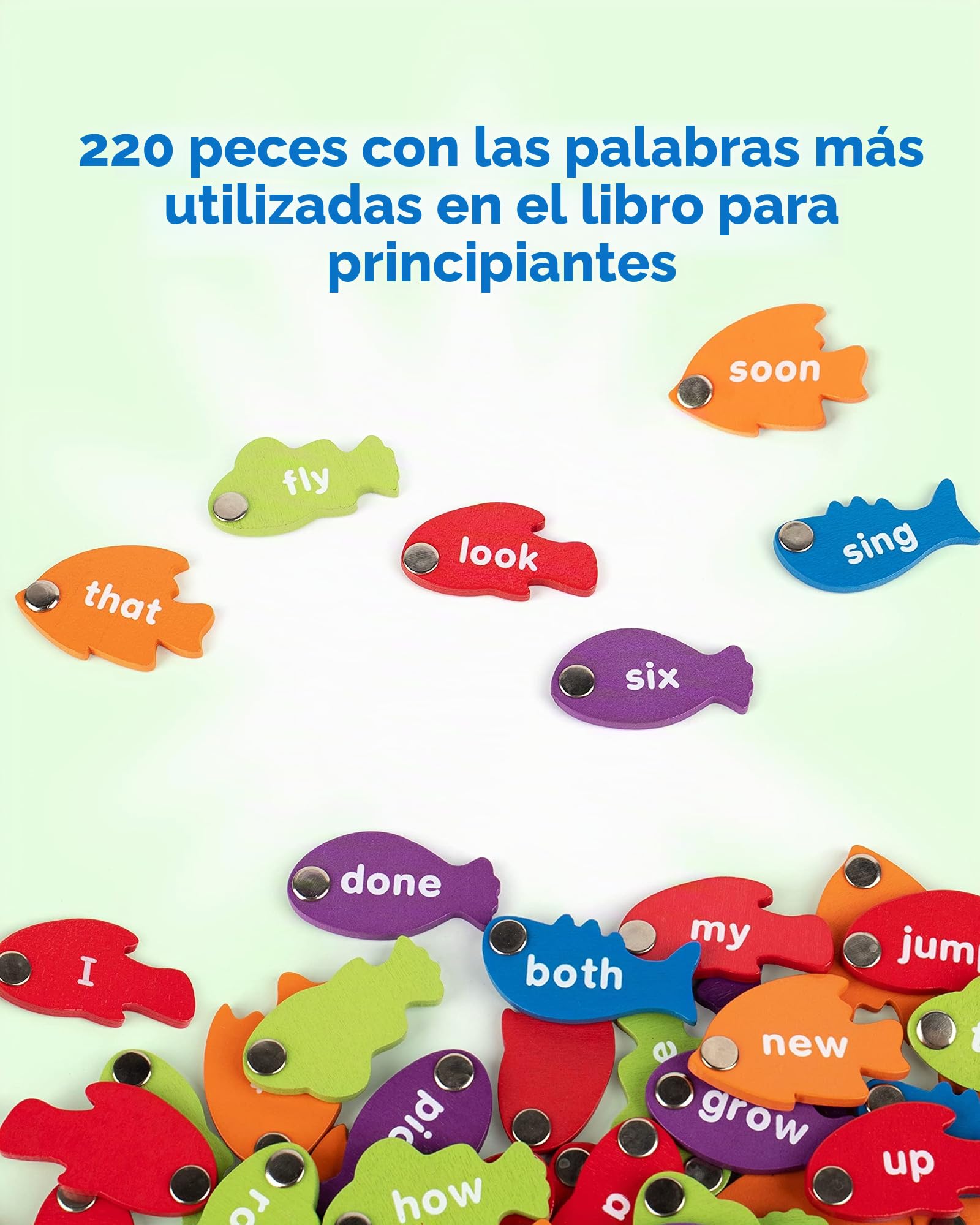Coogam Juego magnético de madera para pesca, juego de palabras, aprendizaje de palabras, tarjetas de memoria Montessori, juguete educativo para niños de 3, 4, 5 años