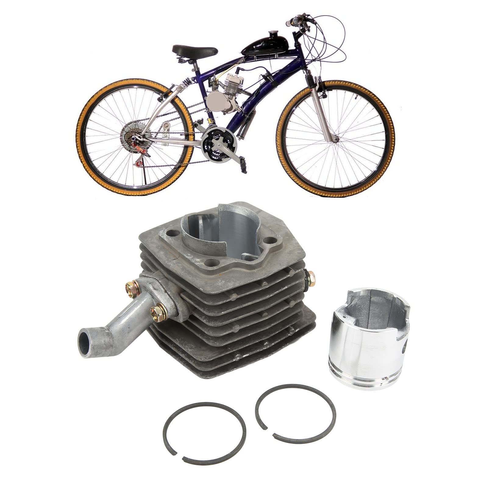 Kit De Pistón De Cilindro De Motor, Kit De Pistón De Barril De Cilindro De 47 Mm De Diámetro De Orificio De Repuesto Para Motor De Bicicleta Motorizada De Motor Un Solo Cilindro De 80 Cc 2 Tiemp