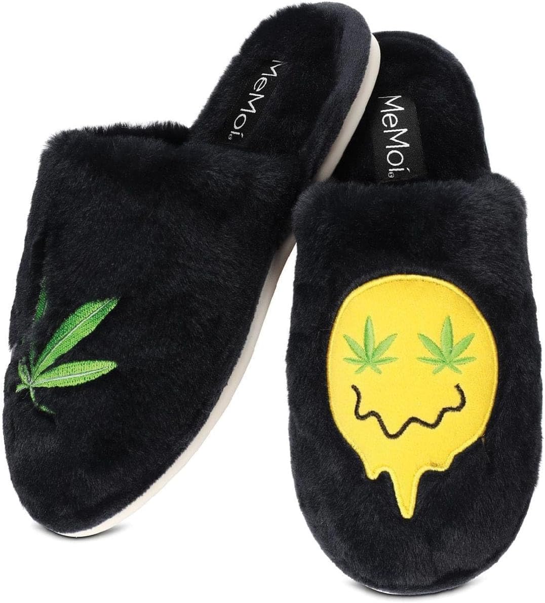 MeMoi Women's Happy Weed Plush Slippers
