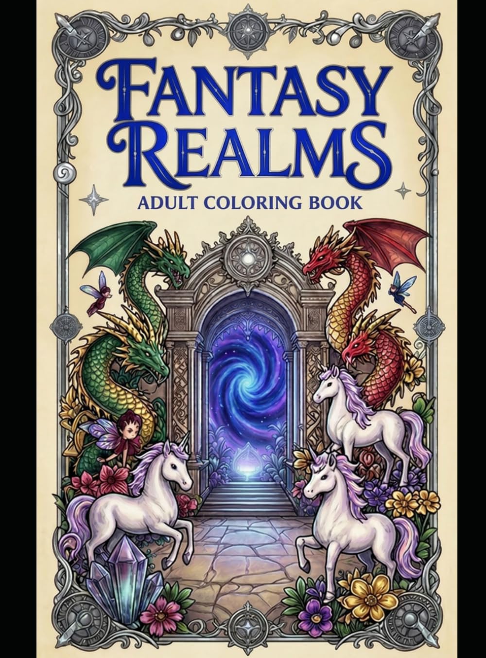 Fantasy Realms: Adult Coloring Book