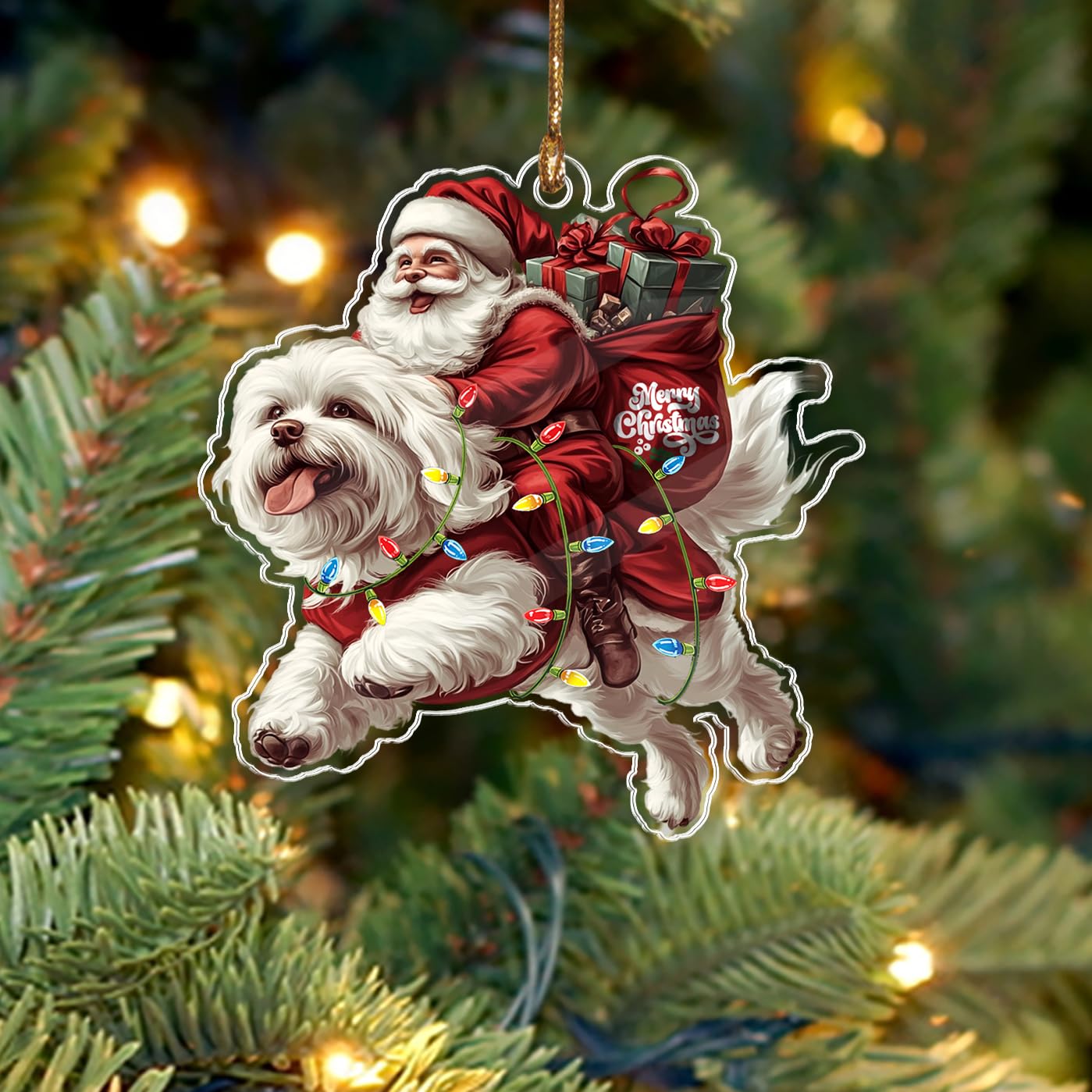 Havanese Santa Ornament