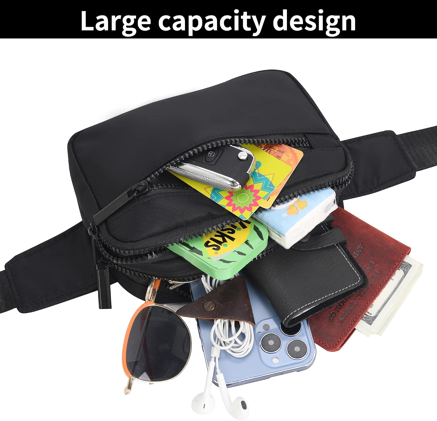 Fanny Packs for Women Men, Fashion Waist Pack Crossbody Bags Belt Bag with Adjustable Strap for Running Hiking Travel.