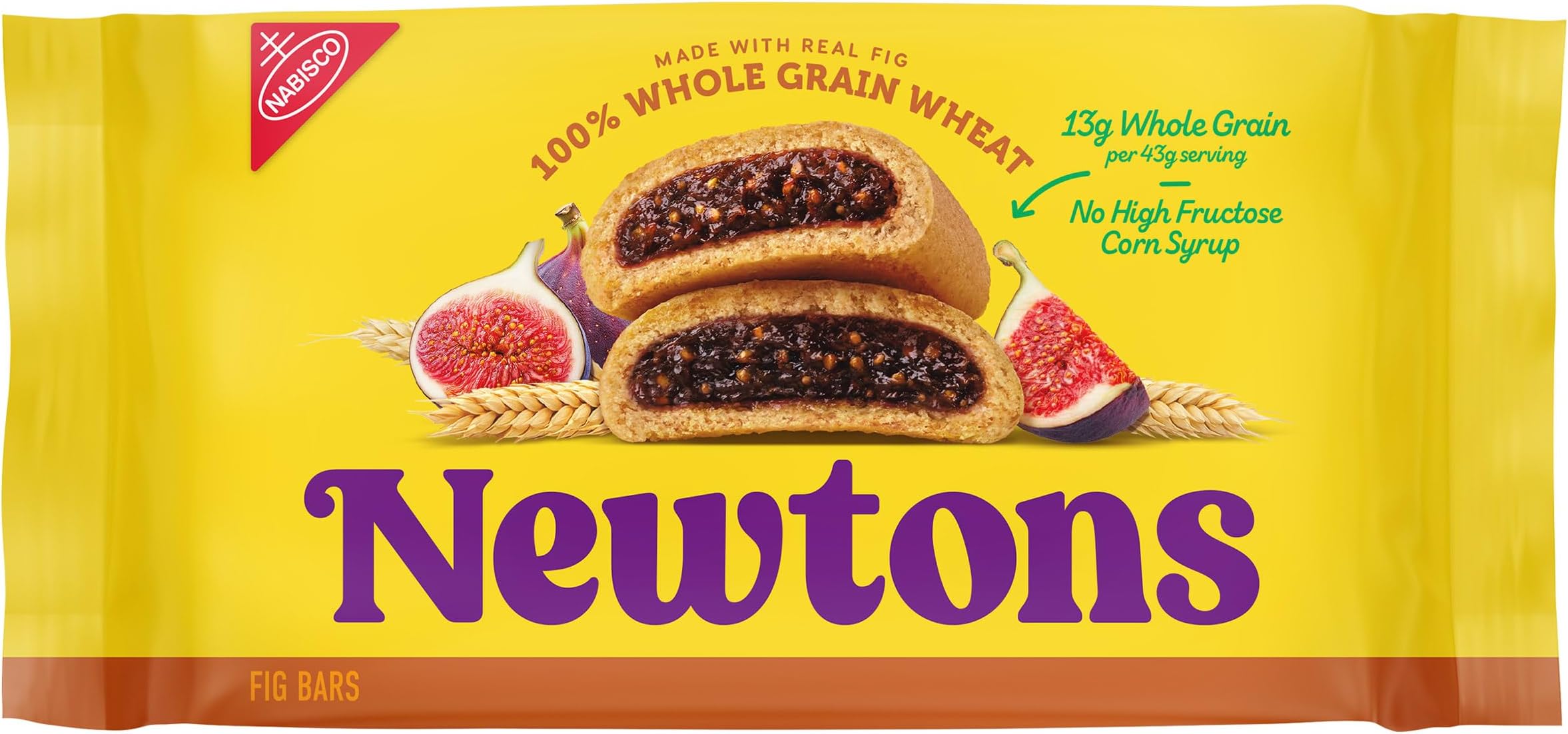 NEWTONS 100% Whole Grain Wheat Soft Baked Real Fruit Fig Bars, Fig Cookies, 10 oz