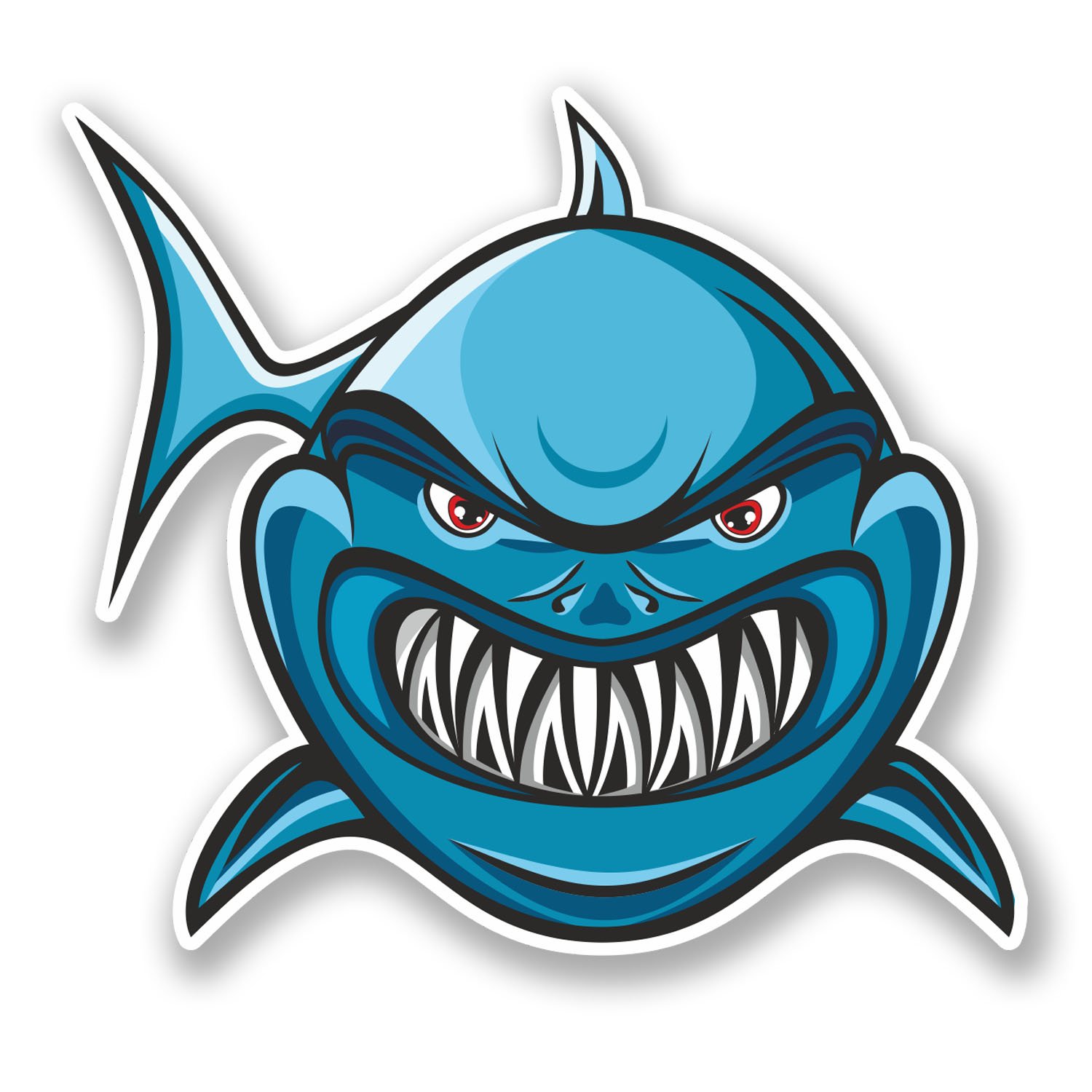 2 x 10cm Angry Shark Vinyl Sticker Decal Laptop Car Bike Helmet Jaws Fish #5866 (10cm Wide x 9cm Tall)