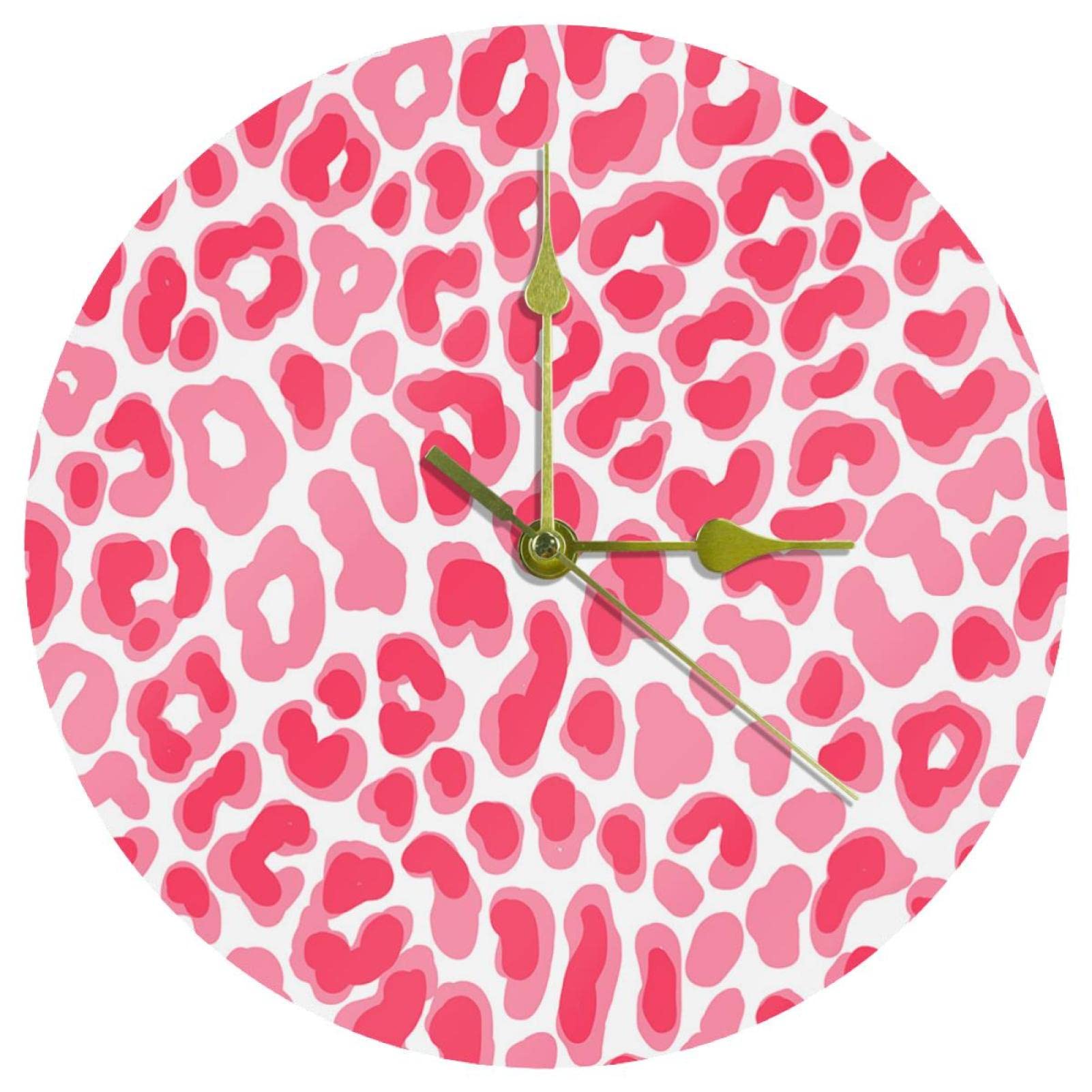 Horloge murale rose léopard sans bruit pour travailler au calme au bureau