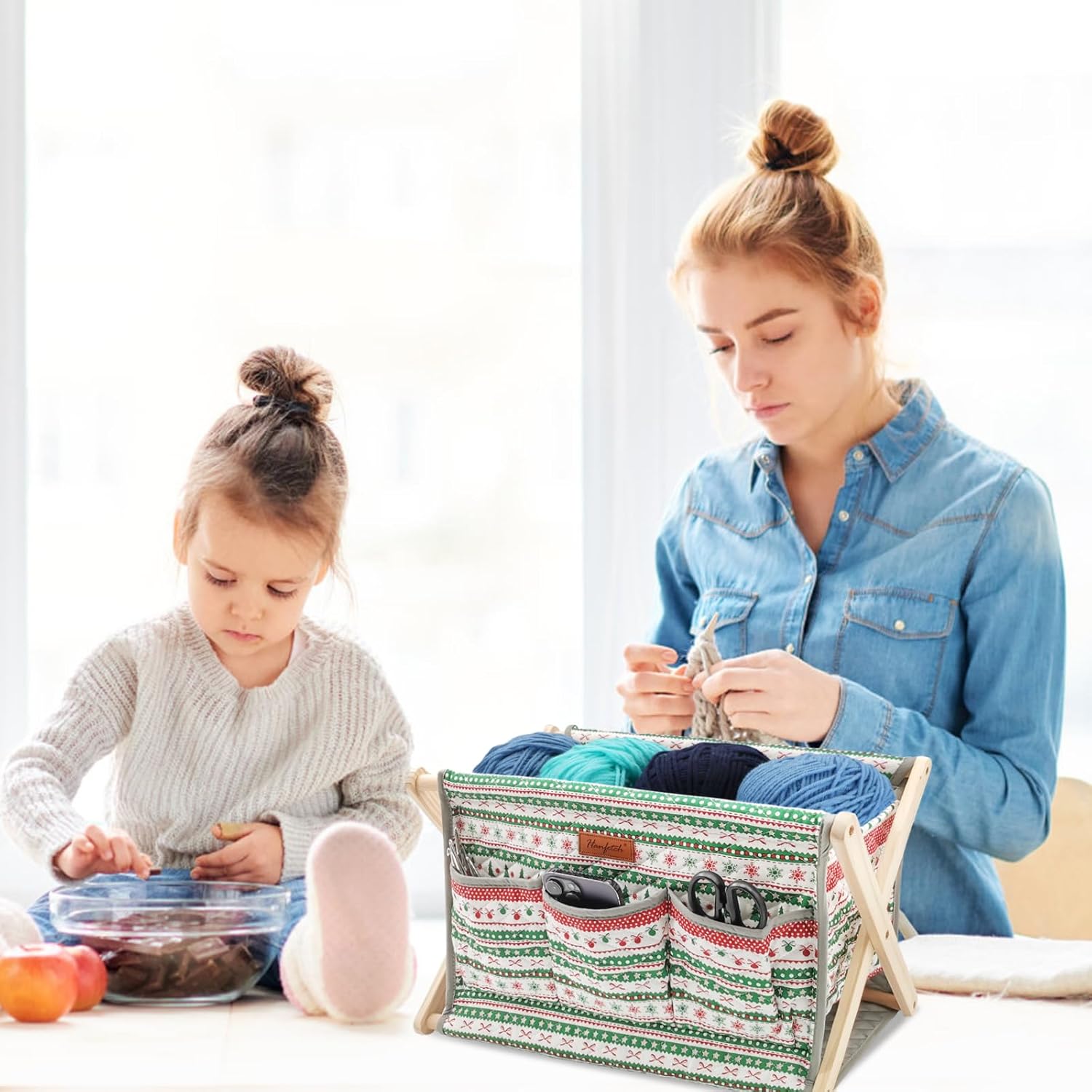 Yarn Caddy Large Size Yarn Storage Organizer for Yarn Skeins-Organizer for Crochet Hooks Knitting Needles Other Accessories