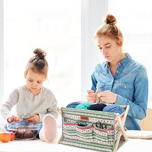 Vista 24 de Yarn Caddy - Organizador de almacenamiento de hilo de gran tamaño para madejas de hilo, organizador para ganchillos, agujas de tejer, otros azul1