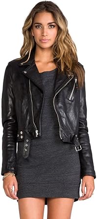 SID Womens Lambskin Leather Biker Black Jacket