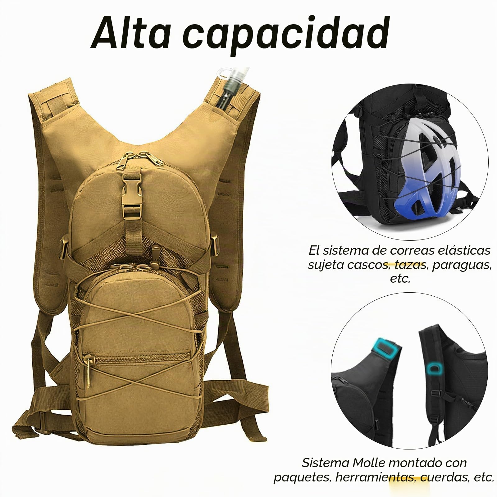 La Mochila táctica RAPIDSKY con Bolsa de Agua de 3 litros, diseño de Gran Capacidad, Unisex, Ideal para Senderismo/Ciclismo/Carrera/Caza.