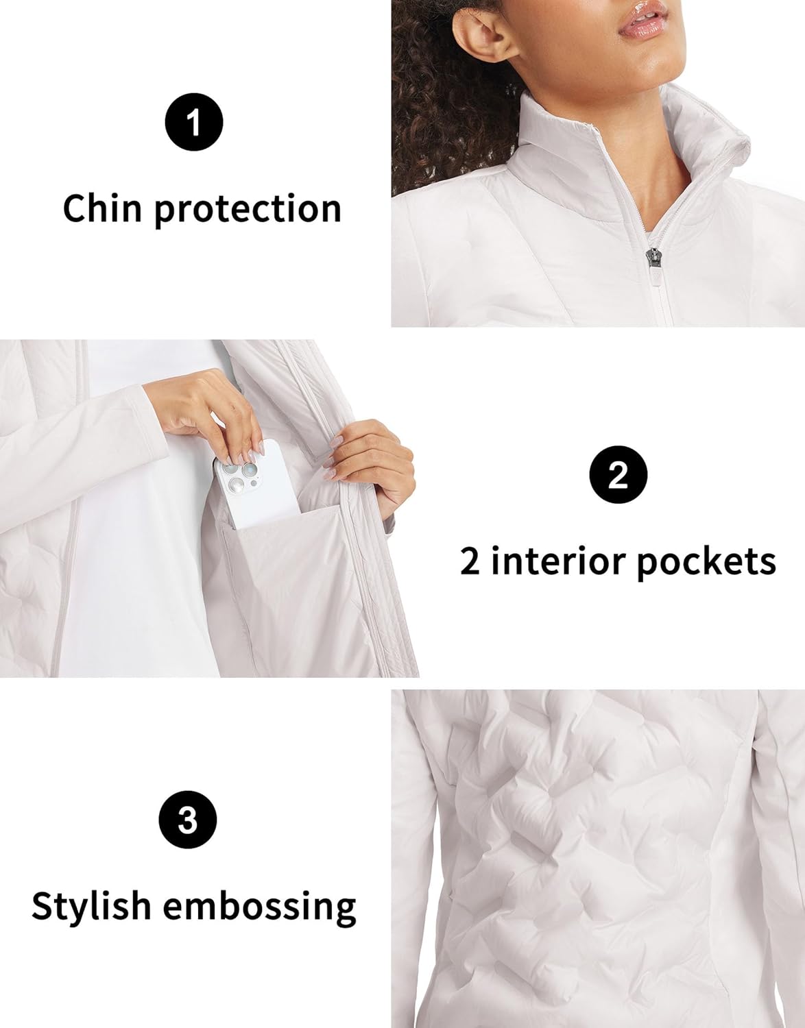 M MAELREG Womens Lightweight Insulated Puffer Jacket Fleece Lined Full Zip Jackets for Running Hiking Winter Fall Wear