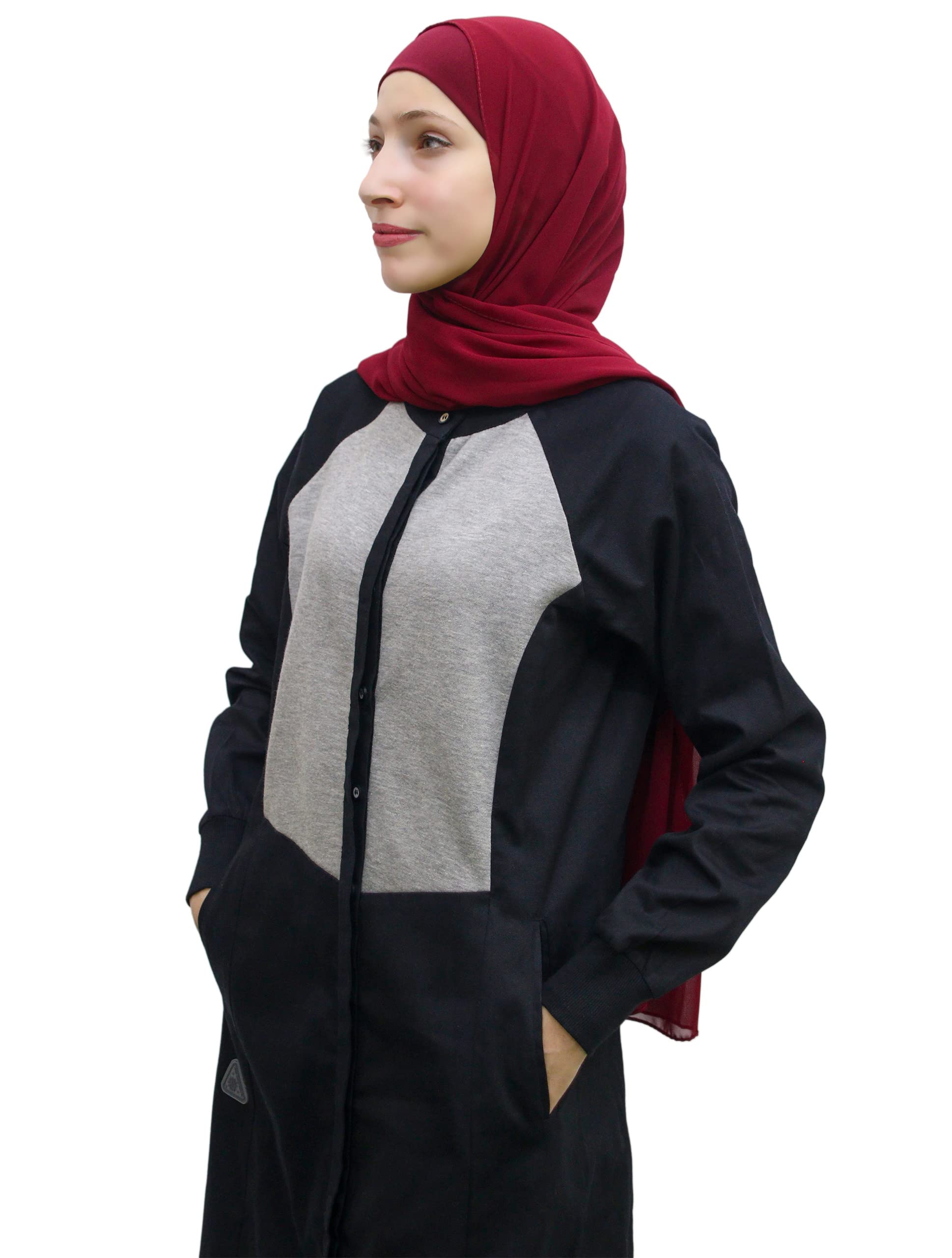 Silk Route Black Winter Full Front Open Jilbab Length 60