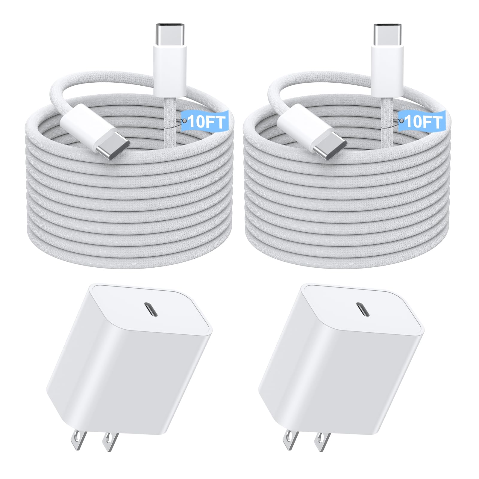 Fast Charging iPhone 16 Pro Charger,2-Pack 10 FT Long USB C Charger Woven Cable with 20W USBC Fast Charger for iPhone 16e/16 Pro/16 Pro max/16 Plus/16/iPhone 15/15 Pro/15 Pro Max/15 Plus,iPad Pro