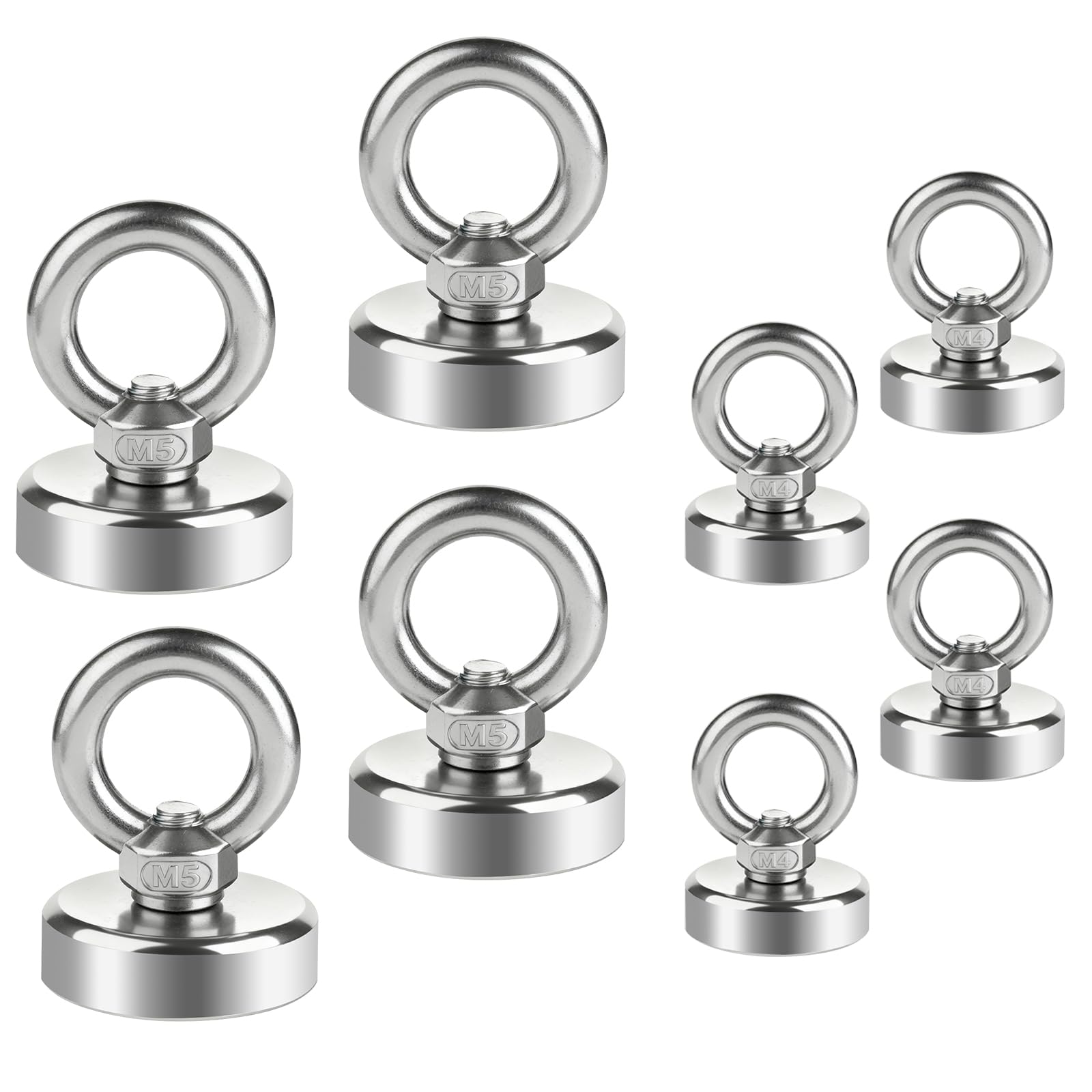 8 Stück Magnete Stark, 15kg und 35kg Neodym Magnet Extra Starke Magneten Starker, Rund Magnet mit Öse Magnetisch Haken für Haus,Werkstatt,Wasser