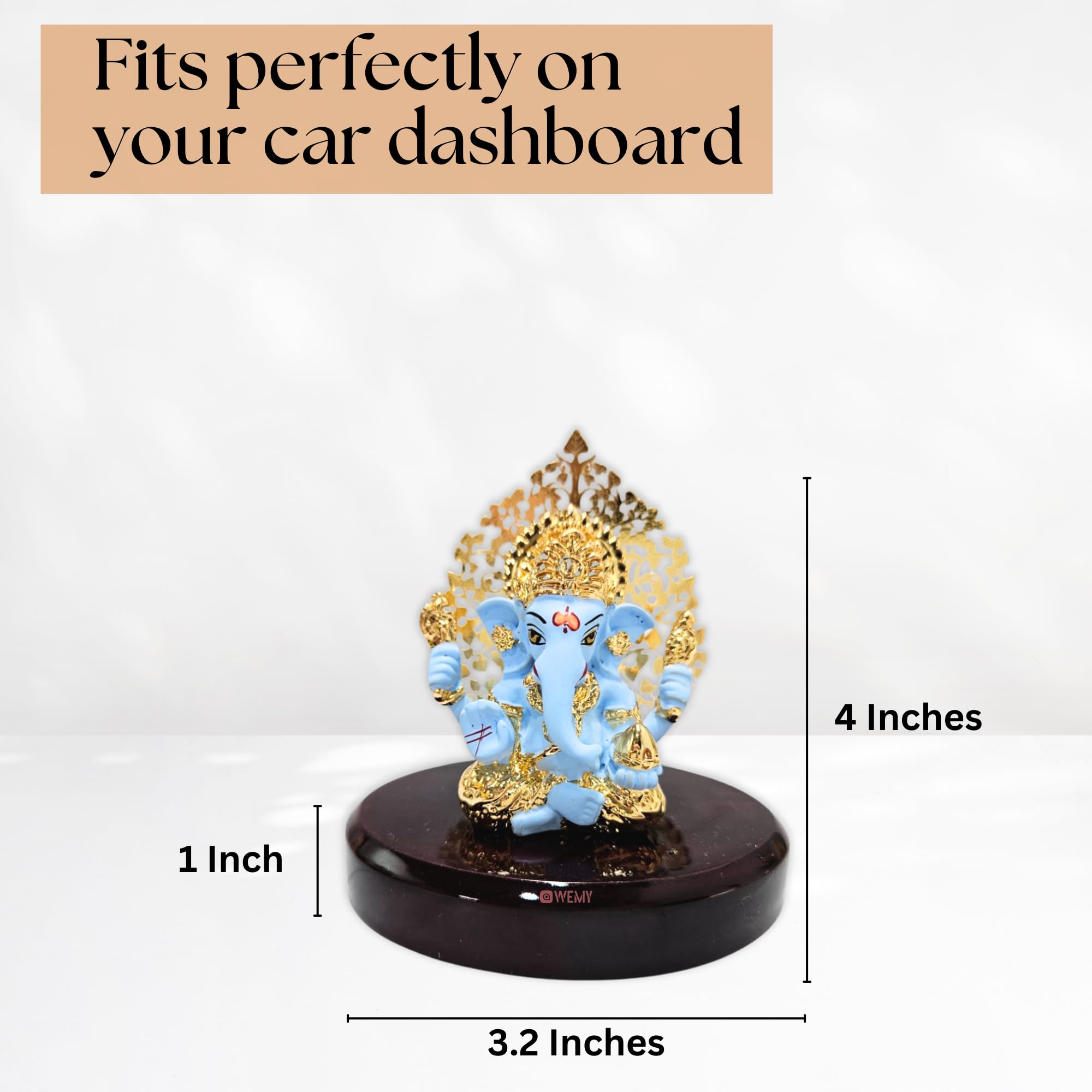 House Of Wemy 24k Gold Plated Ganesh Idol with Kalpavriksh Tree, Blue, 4 x 3 Inches - Image 4