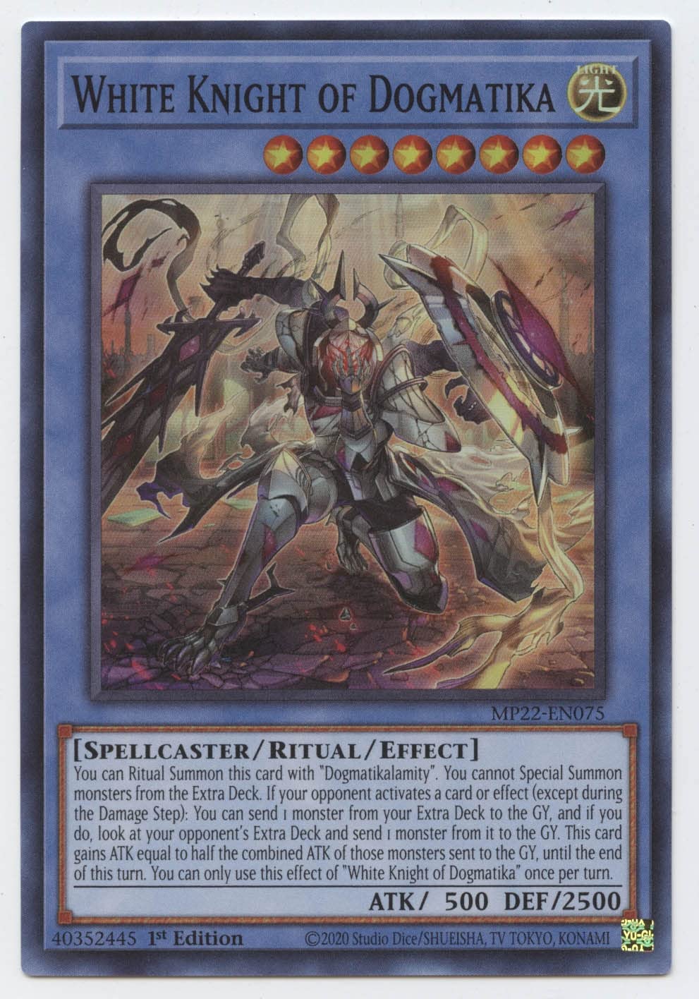 Amazon.com: Yu-Gi-Oh! White Knight of Dogmatika - MP22-EN075 - Super Rare