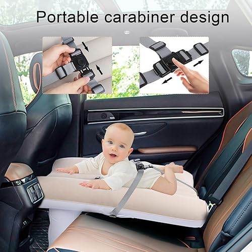 Miniatura 6 de FACULX Cama de viaje para niños pequeños, cama inflable de avión para niños pequeños con cinturón de seguridad y bomba, colchón de aire inflable