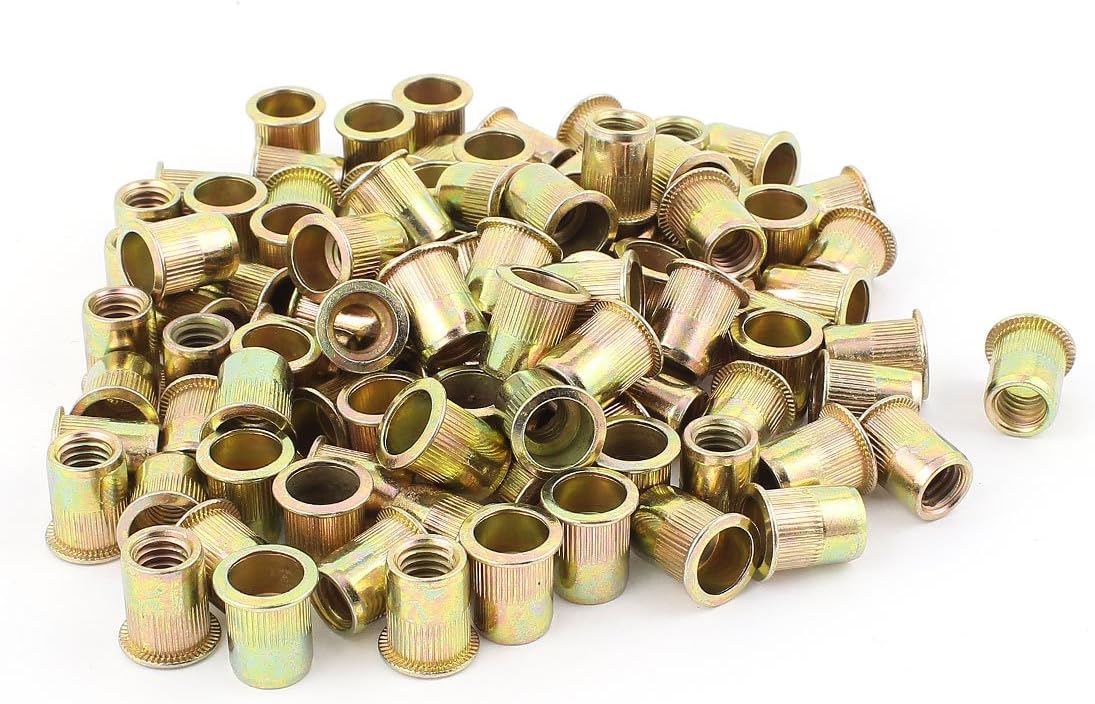 100 Pcs Electrical equipment Zinc Plated Carbon Steel Rivet Nut Flat Head Insert 3/8-16UNC