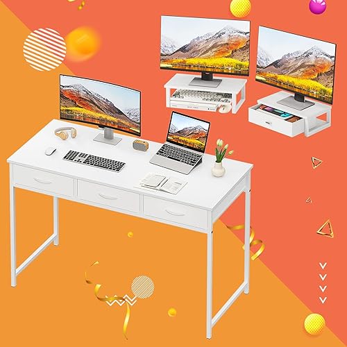 WOHOMO Elevador de monitor y escritorio con cajones