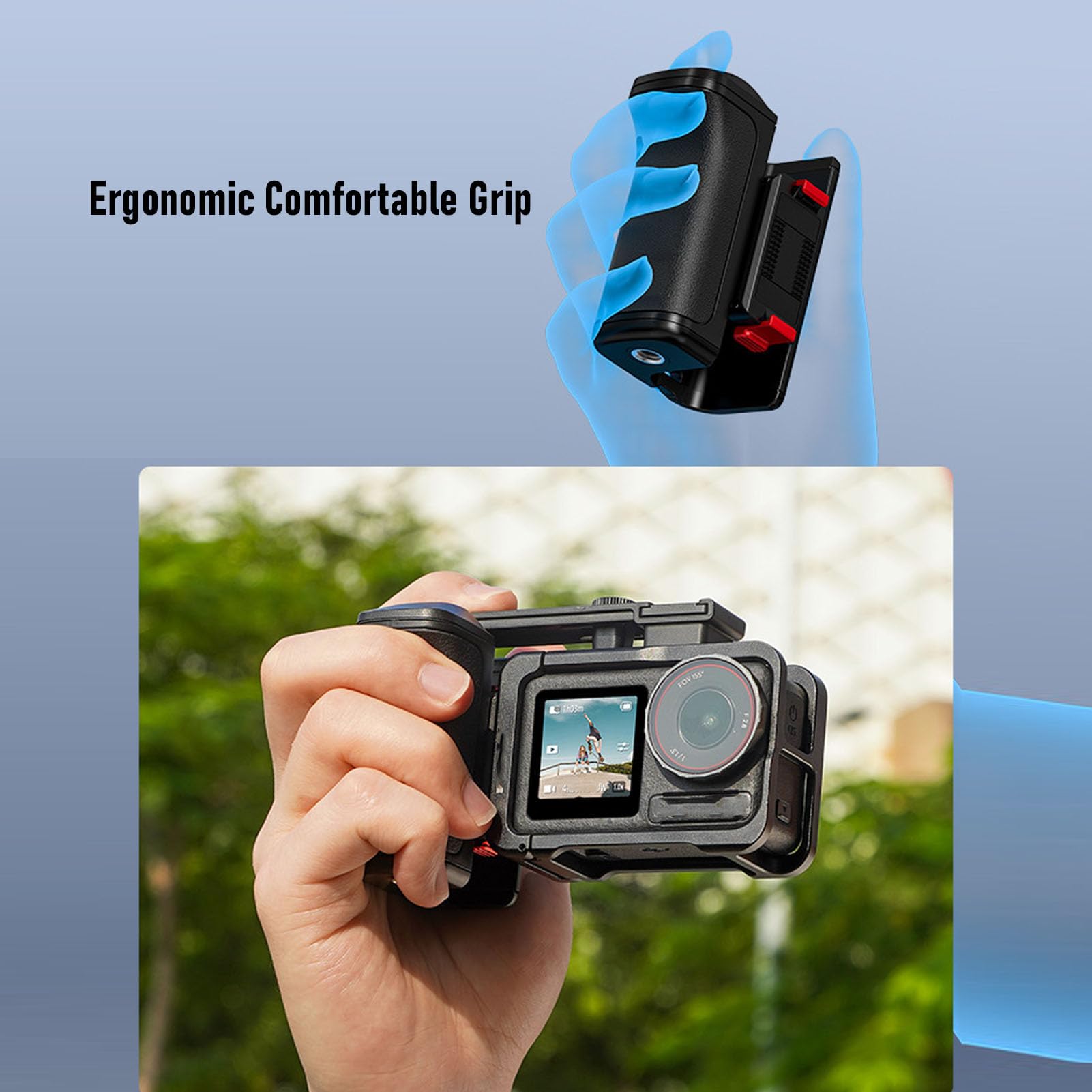 Generic Zestaw Uchwytów do Aparatu dla ACTION 5 PRO 4 3|Ergonomiczny Zestaw Uchwytów do Fotografii Ulicznej|Antypoślizgowy, Zapobiegający Upadkowi|Przenośny Partner Street Snap|Pasuje ACTION 4 3 5