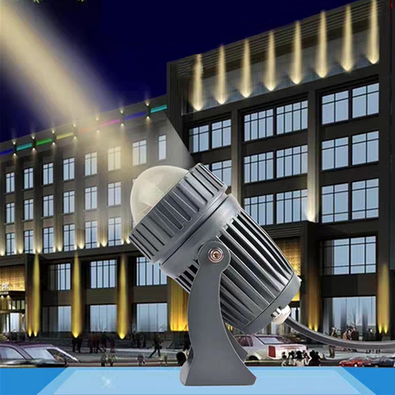 Rotation LED Spotlight - 10W Narrow Beam Floodlight, Adjustable Beam Angle Up Lights, IP65 Waterproof Outdoor Landscape Lamp, LED Floor Spotlight, For Exterior Hotel Wall Building Illumination ( Color