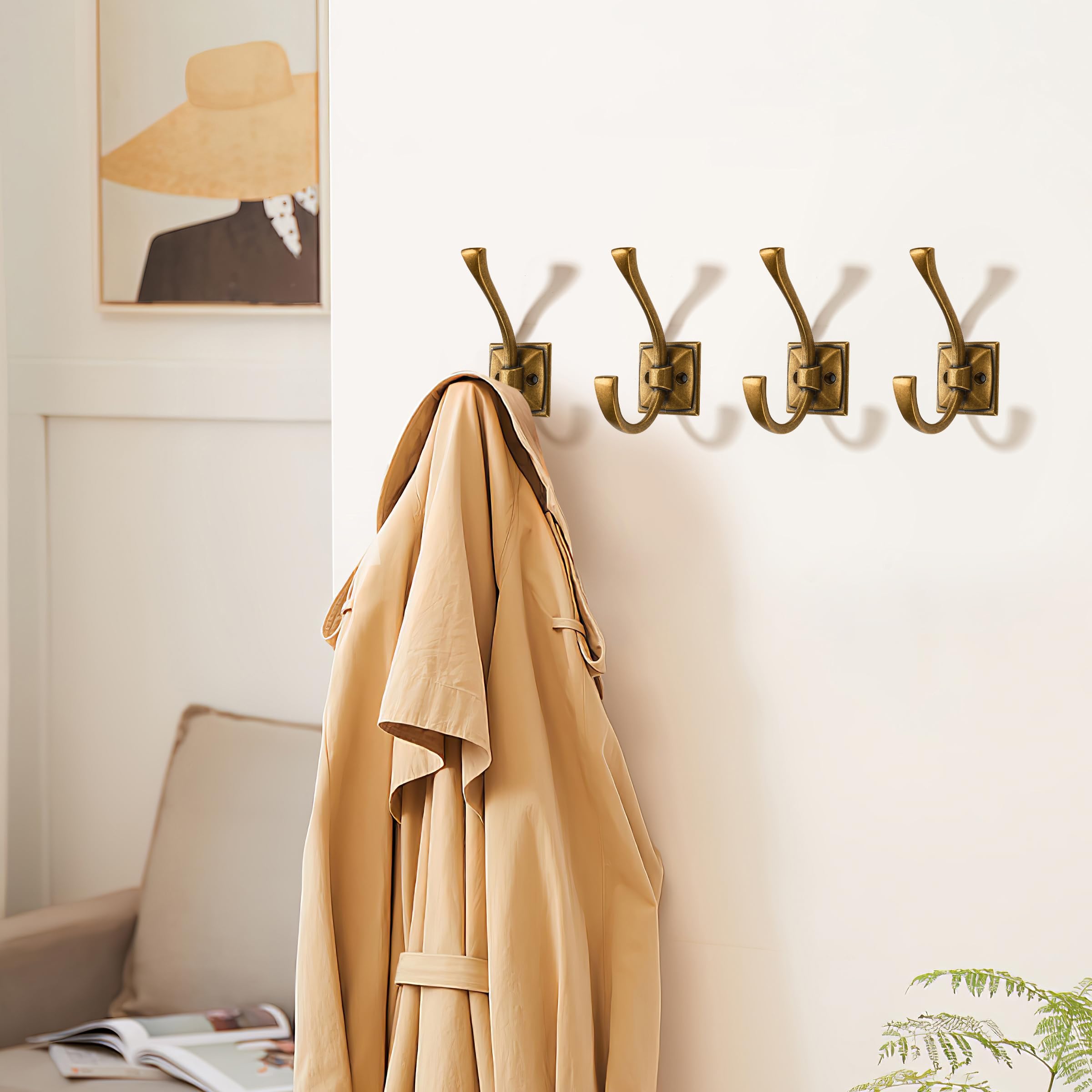 KHTUMEWARE-HOOK Antique English Brass Coat/Robe Hooks 2-Pack in Antique English Brass — KHTUMEWARE