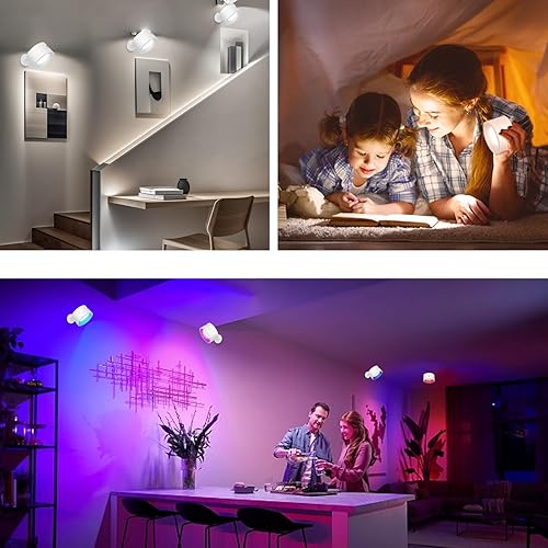 Miniatura 8 de Adetu LED Magnetic Wall Light, Rechargeable Battery, 3 Color Temperatures & RGB, Dimmable, 360 Rotation, Removable Clamp, RemoteTouch Control