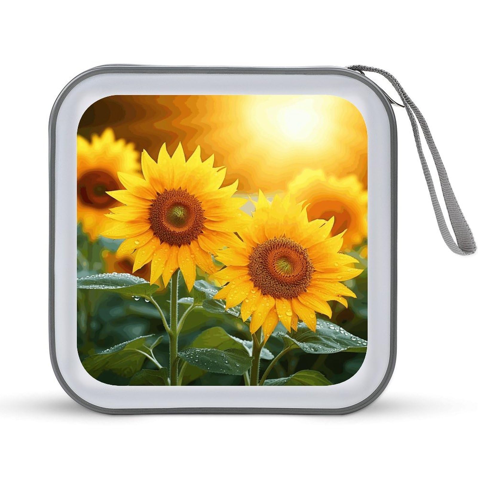 VstaDank - Sunflower Flower DVD Case 40 Capacity Storage Organizer Booklet Folder Portable Album Disc Wallet for Car CD