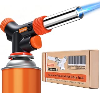 Anteecana Professional Butane Kitchen Torch - Adjustable Flame, 360° Inverted Use, 1300°C for Crème Brûlée, Searing & BBQ (Gas Not Included)