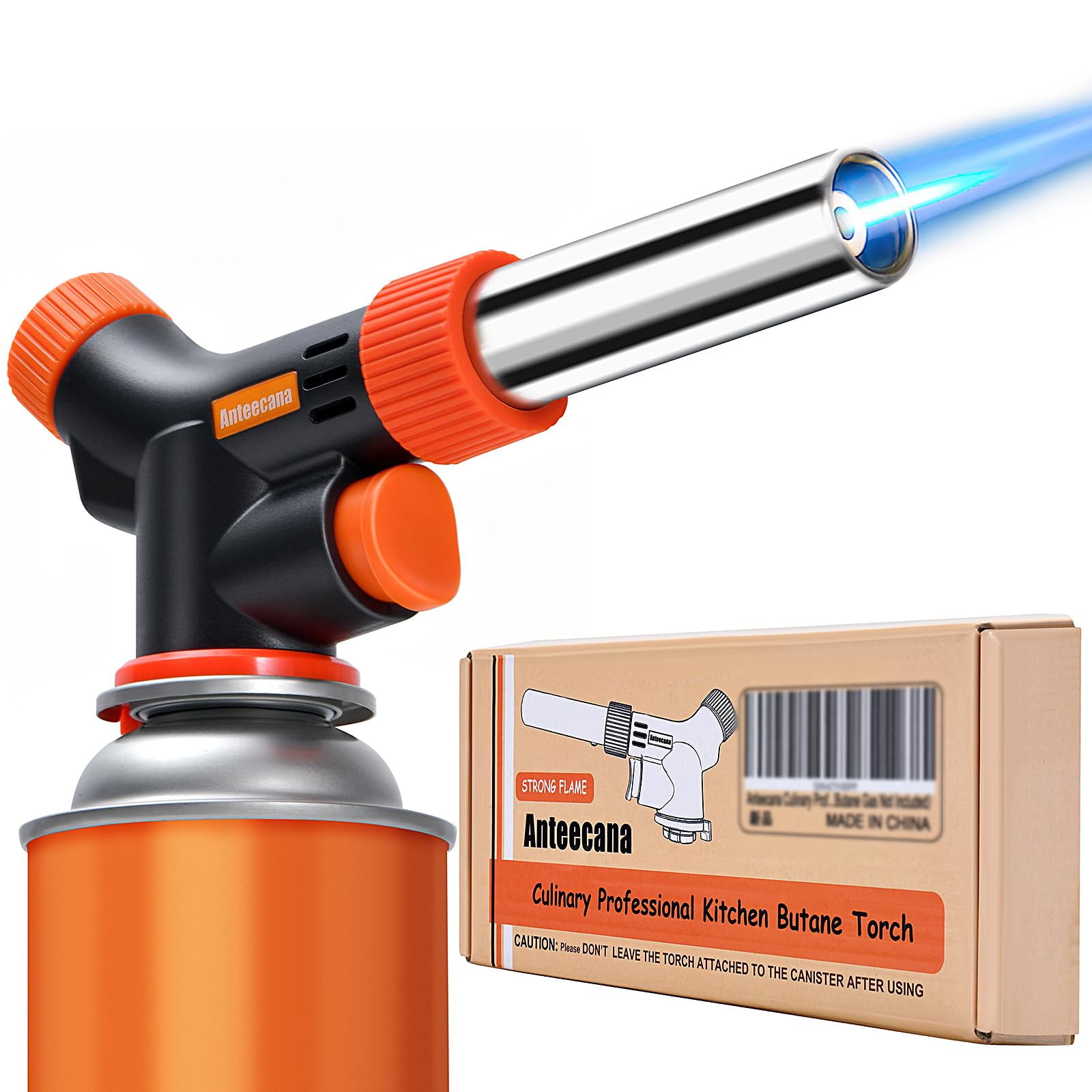 Torche de cuisine professionnelle culinaire, chalumeau au butane amélioré pour la cuisine, flamme réglable avec utilisation inversée (gaz butane non inclus)