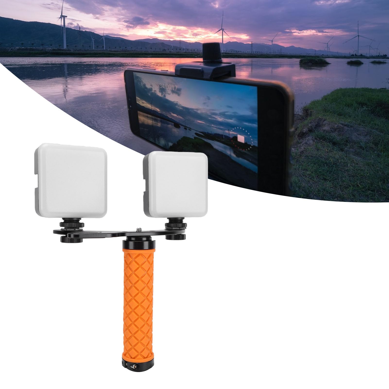 Fabater Juego de Luces de Vídeo con Brillo Ajustable, Iluminación de Fotografía Regulable de 5600K para Uso Doméstico y Exterior, 2 uds.