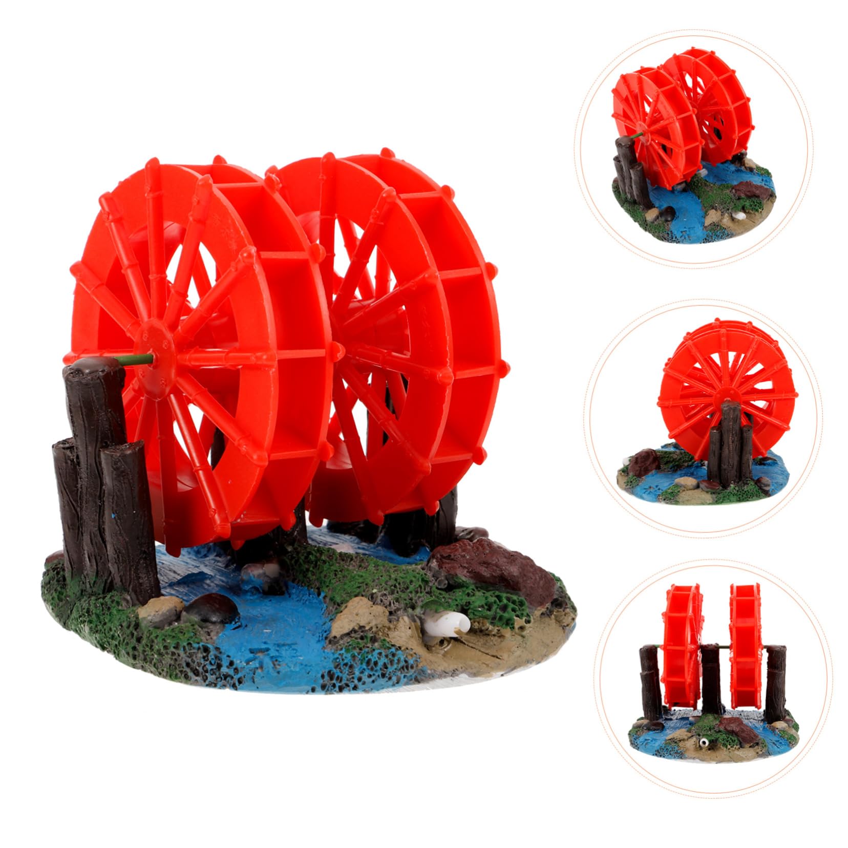 PRETYZOOM 3 Stück Windmühlen-Ornamente dekorativ Aquarium Dekoration aquariumdeko Naturstein Dekoration wasserwagen bastelset basteln Wasserrad für Aquarien Dekorationen für Aquarien Harz