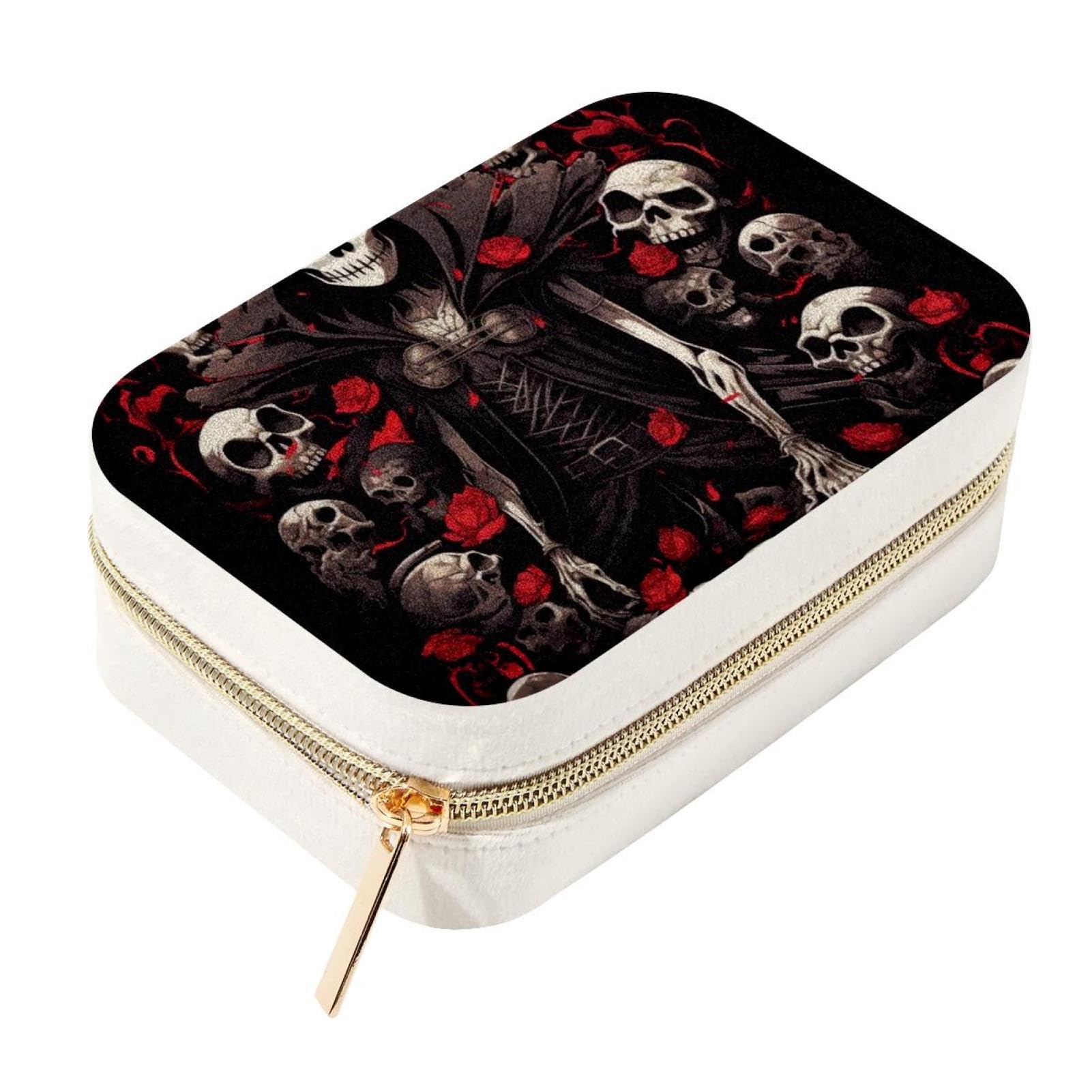 Boîte de rangement en velours pour bijoux squelette et étui décoratif noir